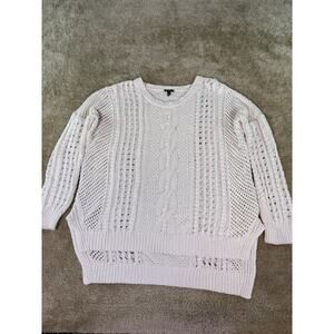 Express Sweater Womens Size Medium White Cream Oversized Relaxed Knit D694